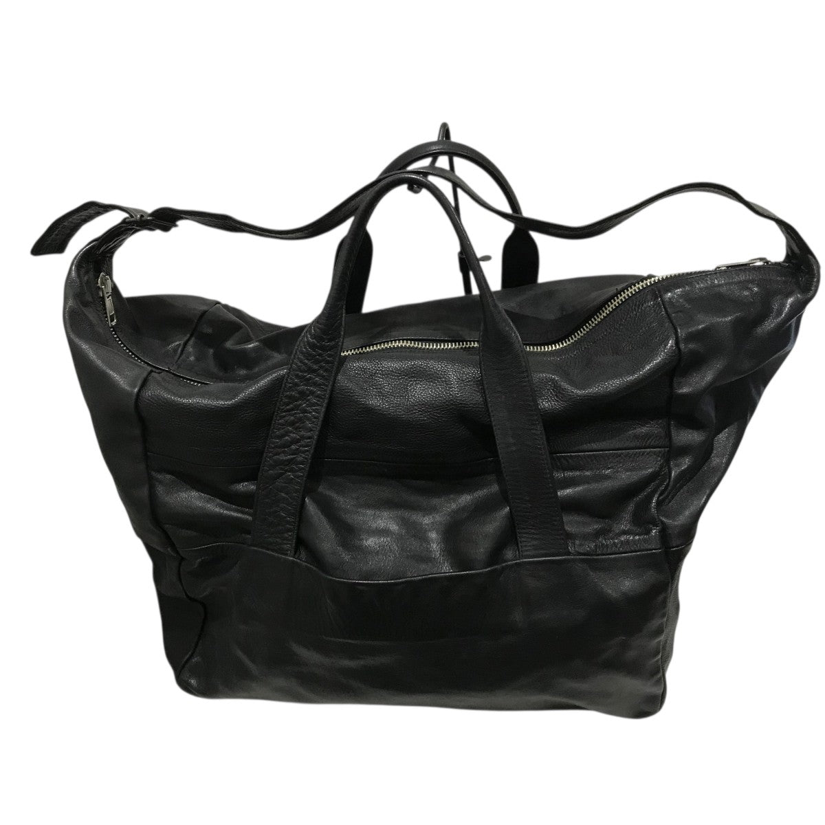 希少 ANN DEMEULEMEESTER ボストンバッグ ANN本人期 黒 ANN DEMEULEMEESTER(アンドゥムルメステール) レザーボストン