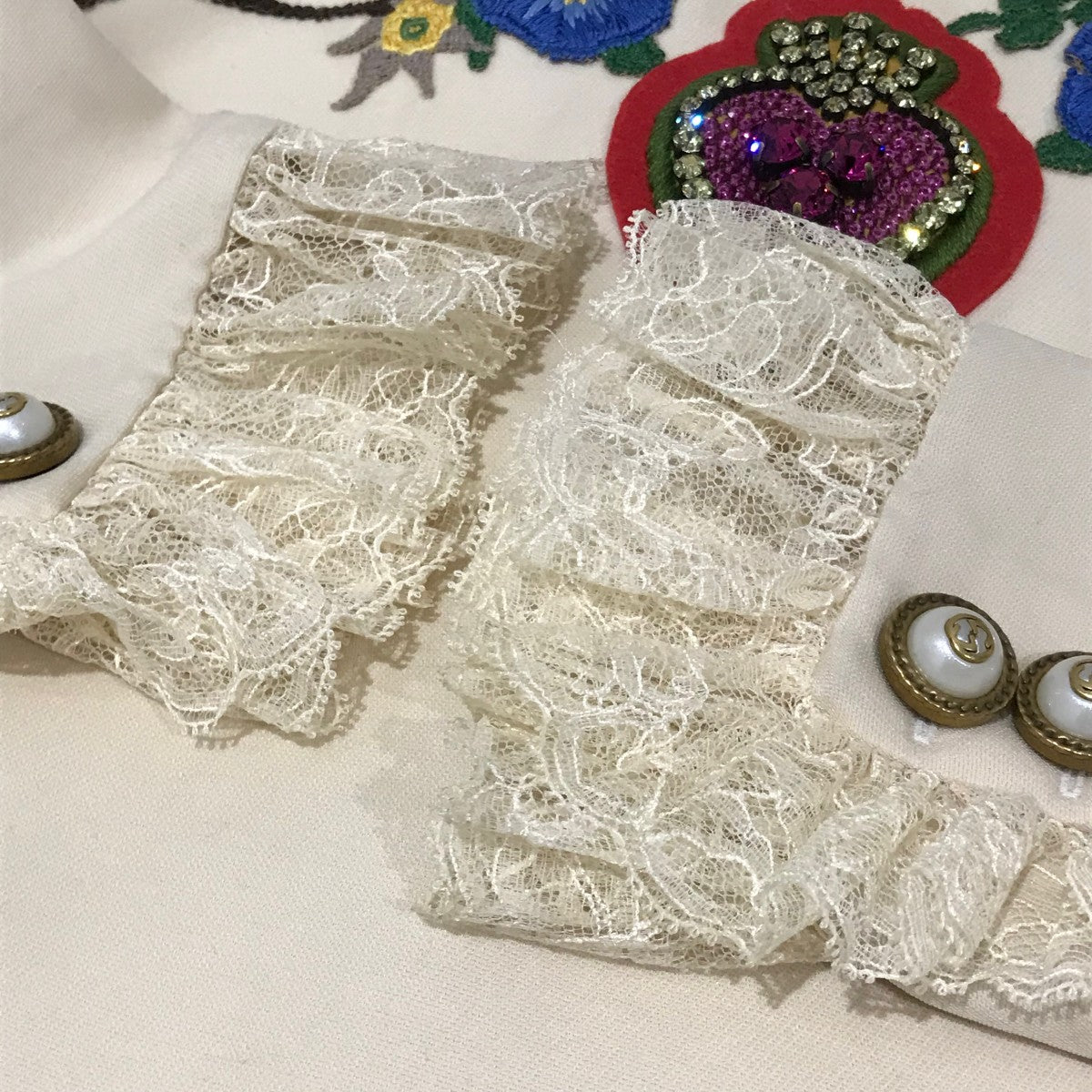 GUCCI(グッチ) ビジューフラワー刺繍ワンピース453018 453018 ベージュ