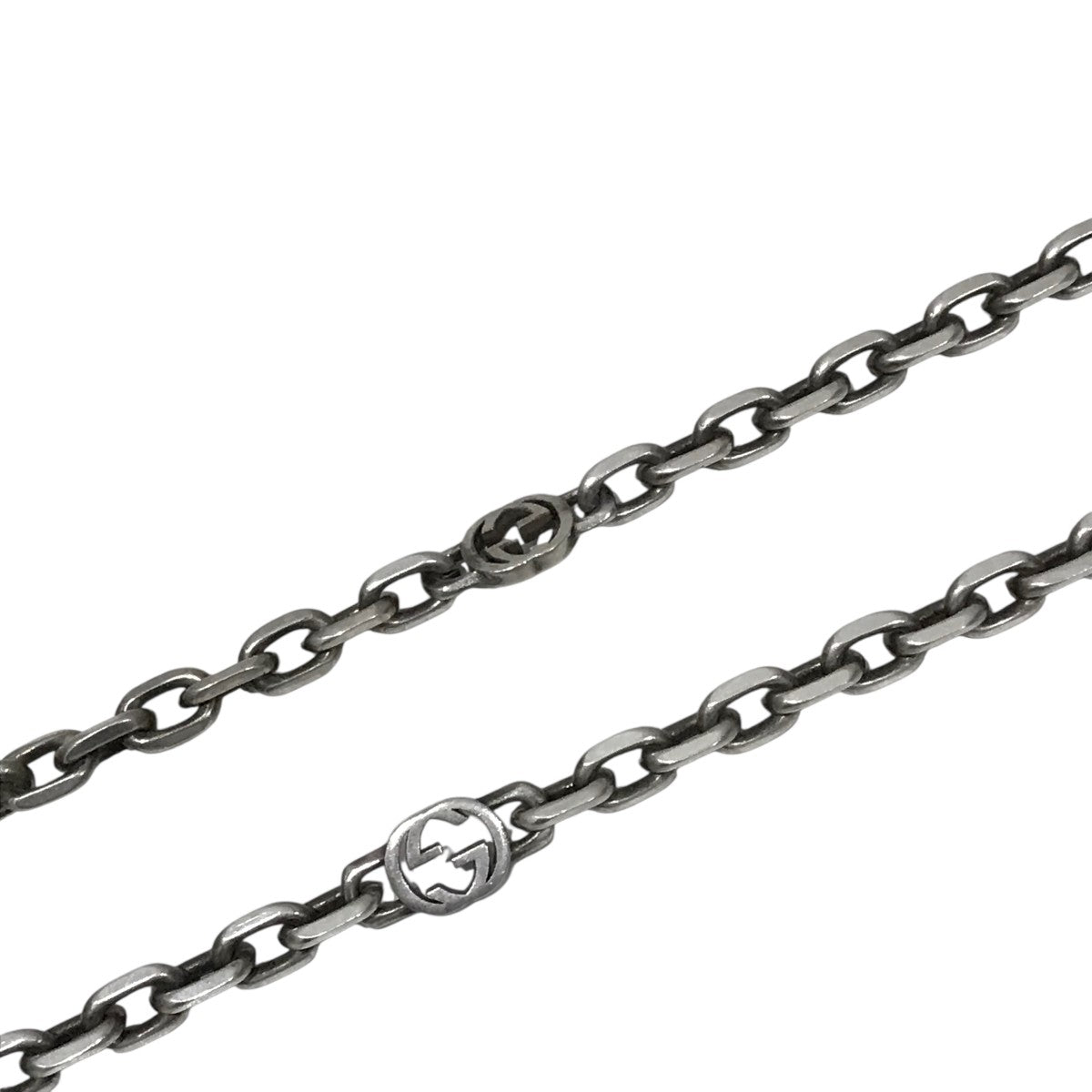 GUCCI インターロッキングg 燻加工 チェーン ネックレス 120735 GUCCI(グッチ) インターロッキングGチェーンネックレス シルバー