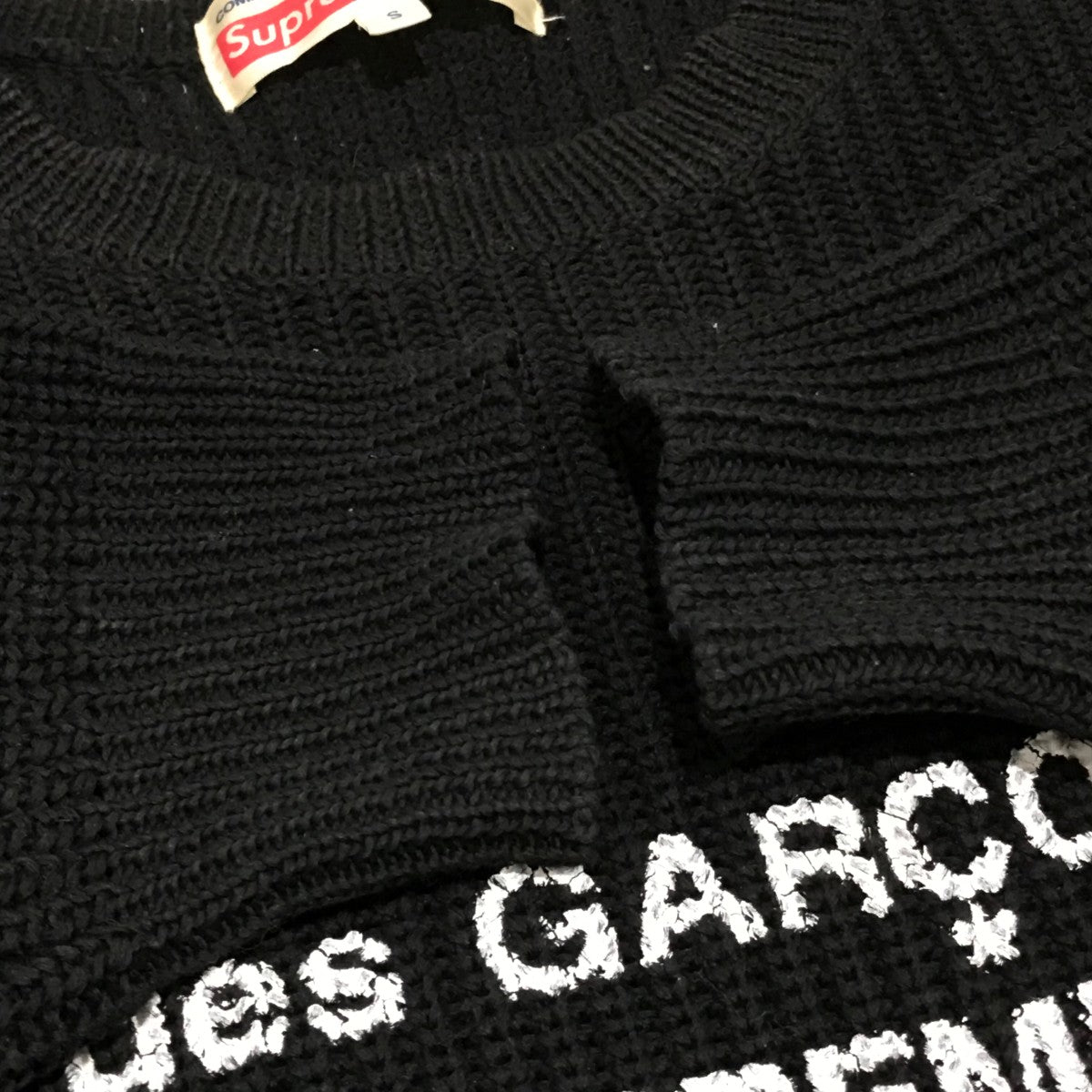 Supreme×COMME des GARCONS SHIRT ロゴペイントニット ブラック