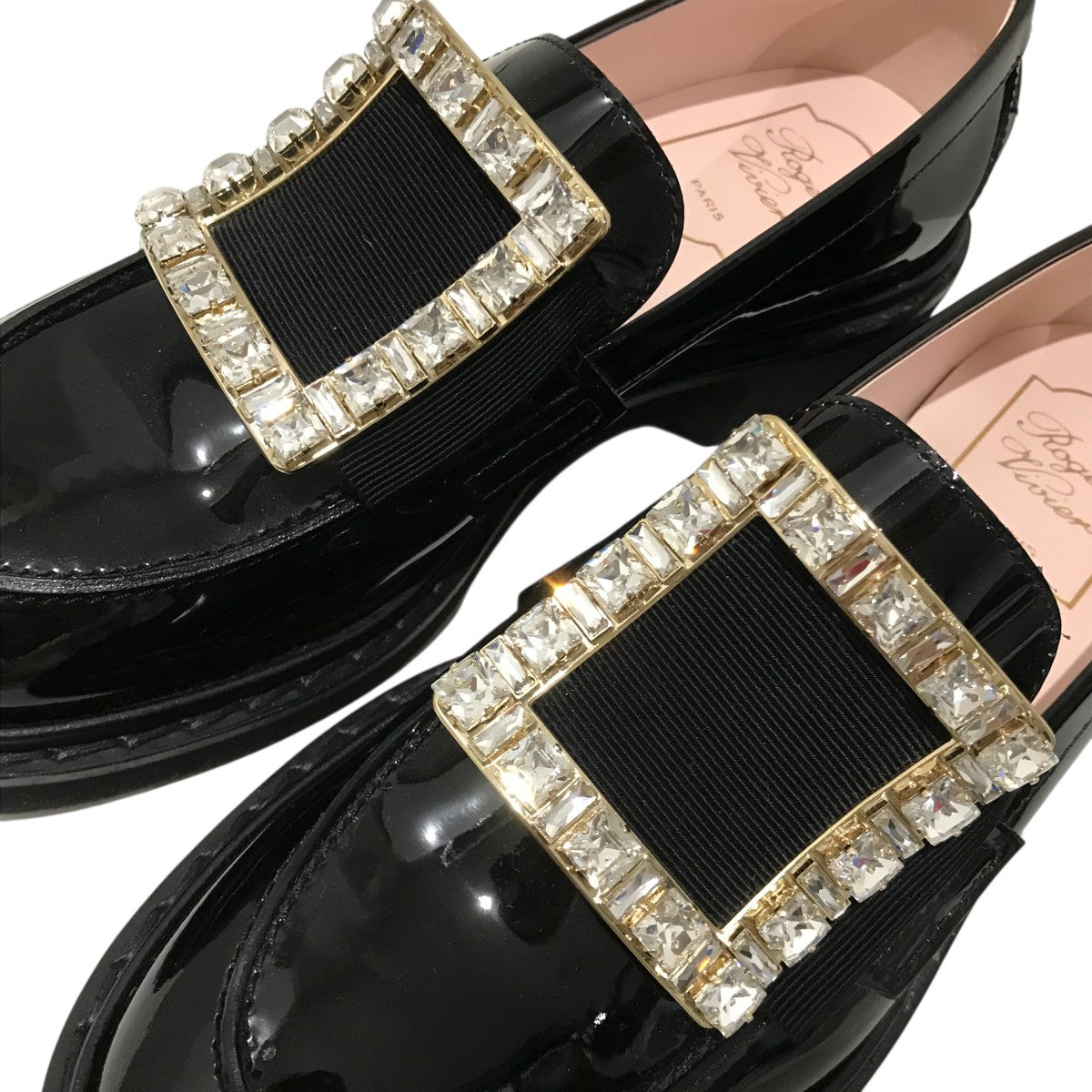【新品未使用】Roger Vivier ローファー　ブラック　バックル　38 Roger Vivier(ロジェ ヴィヴィエ) ストラスバックルローファー