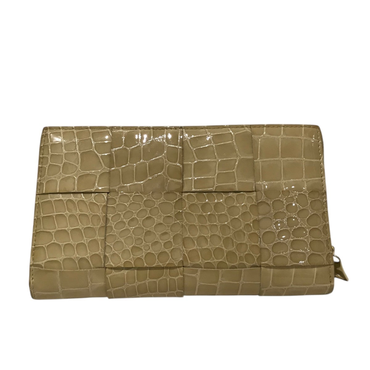 希少 美品 BOTTEGA VENETA パープル 二つ折り財布 クロコダイル ボッテガヴェネタ 二つ折りファスナーウォレット（パープル