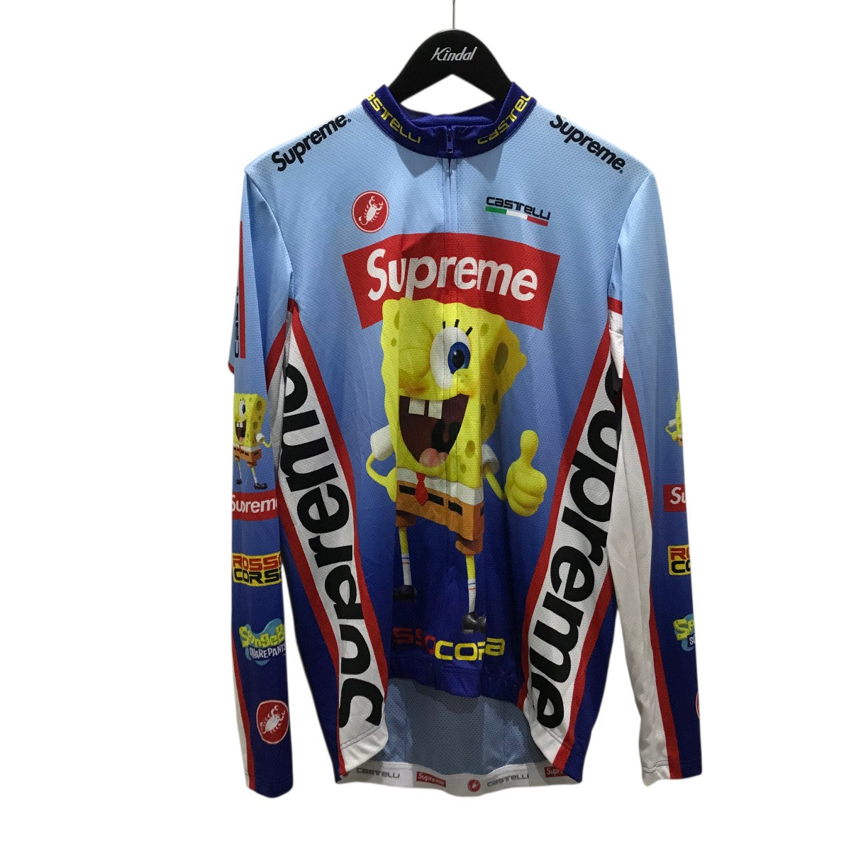 希少XXL！supreme×スポンジボブ×Castelliサイクルジャージ青 Supreme×Castelli 【 L S Cycling Jersey】スポンジボブサイクル