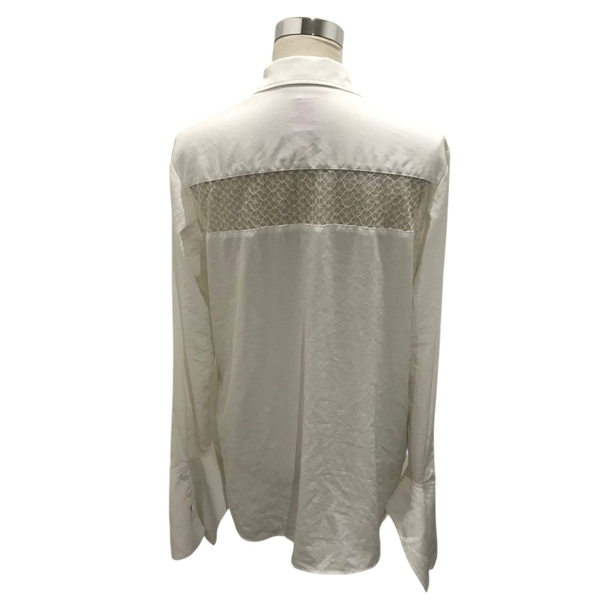 フェティコ FETICO 【LACE PANELED CREPE SHIRT】 長袖シャツ FTC242-0103 ホワイト サイズ：2 FETICO(フェティコ) 【LACE PANELED CREPE SHIRT】長袖シャツ