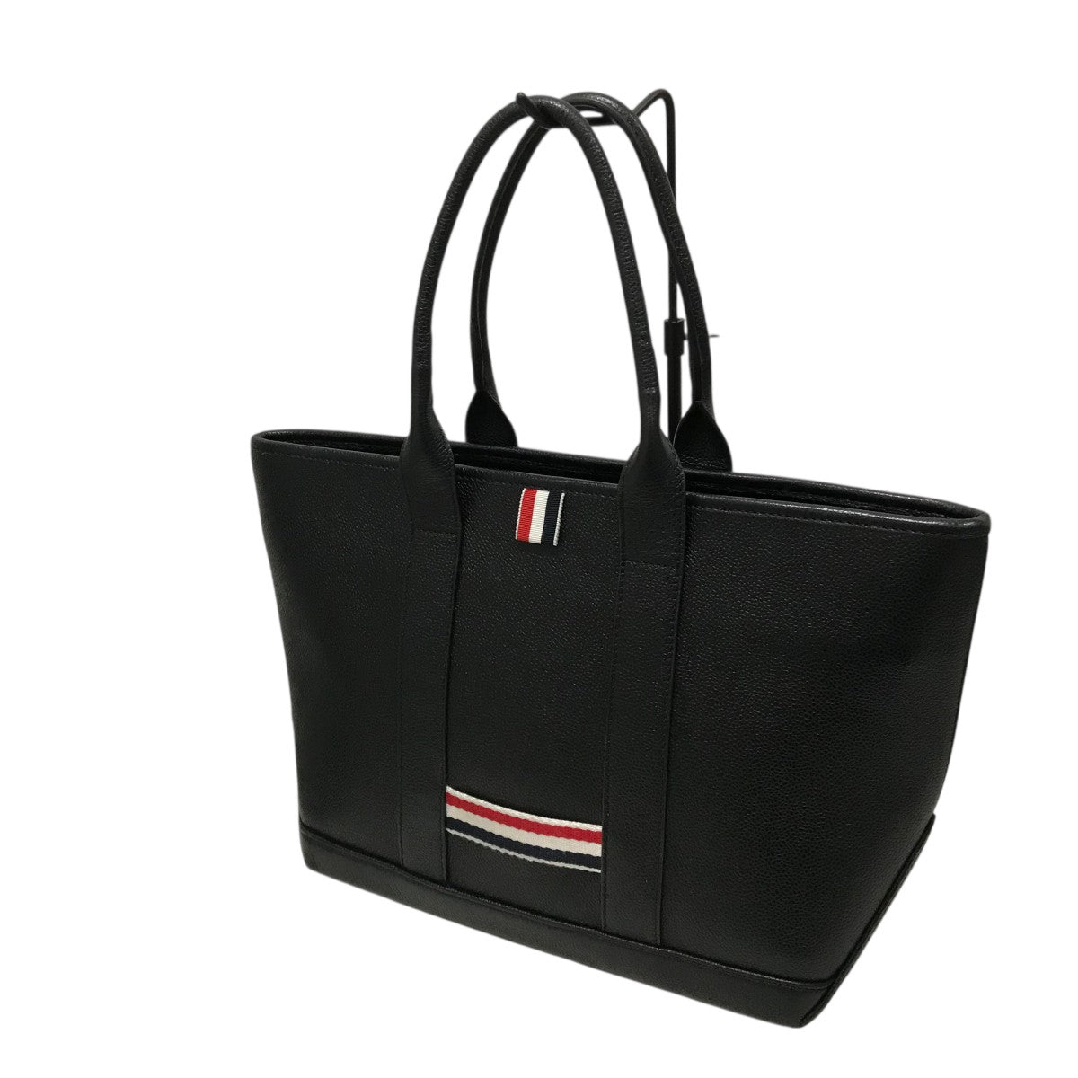 未使用 Thom Browne トートバッグ Thom Browne(トム・ブラウン) レザートートバッグ □ ブラック