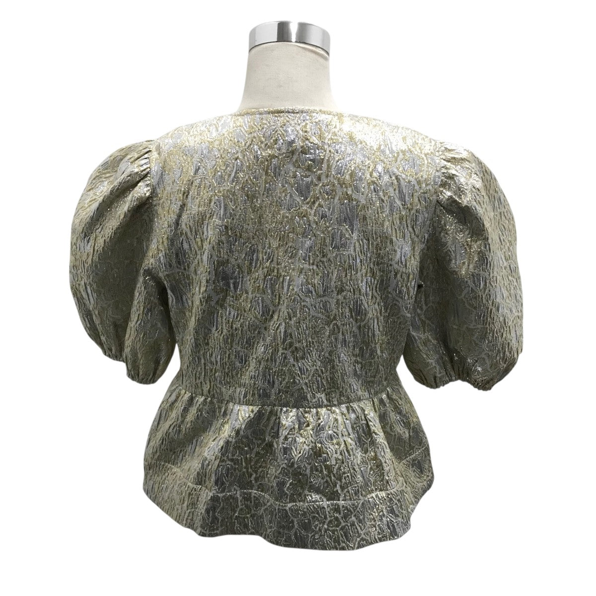Ganni(ガニー) 25SS【GOLD AND SILVER PEPLUM TIE STRING BLOUSE