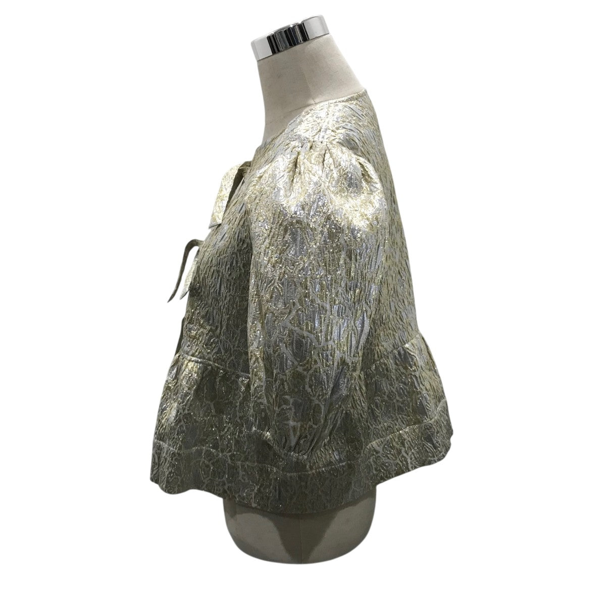 Ganni(ガニー) 25SS【GOLD AND SILVER PEPLUM TIE STRING BLOUSE