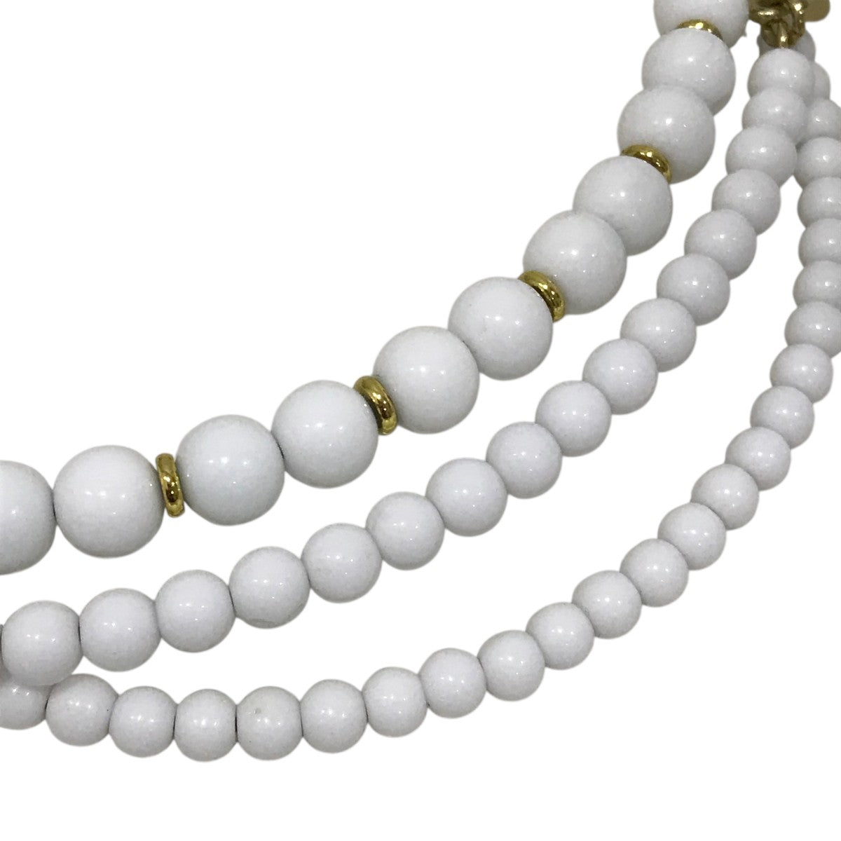 美品　Patou　パトゥ 3連ガラスビーズ ロゴネックレス　チューカー Patou カラーガラスビーズ製パトゥネックレスロゴチャームレックレス