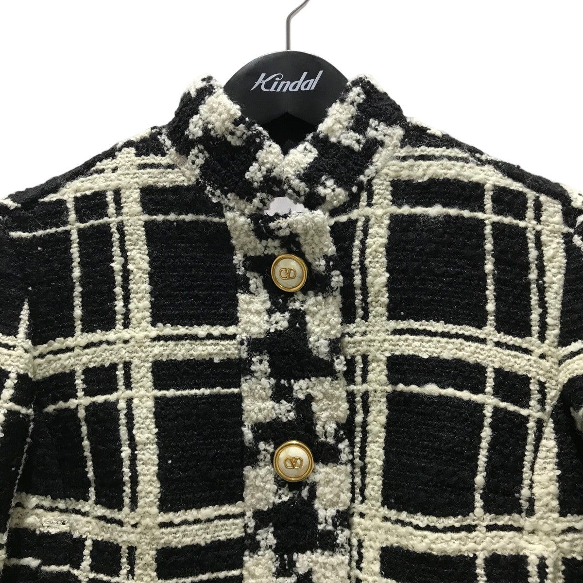 海外希少【VALENTINO】 グレイズツイード ジャケット ブラック VALENTINO(ヴァレンチノ) 25SSマクロチェックツイードジャケット