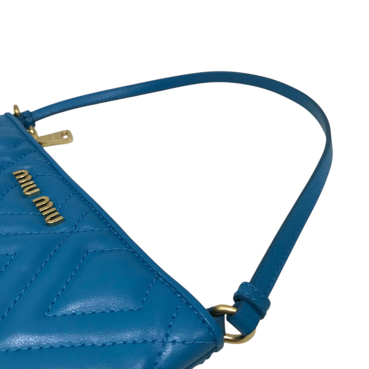 miu miu 水色リボン付きハンドバッグ miu ミュウミュウ リボン ハンドバッグ アクセサリーポーチ