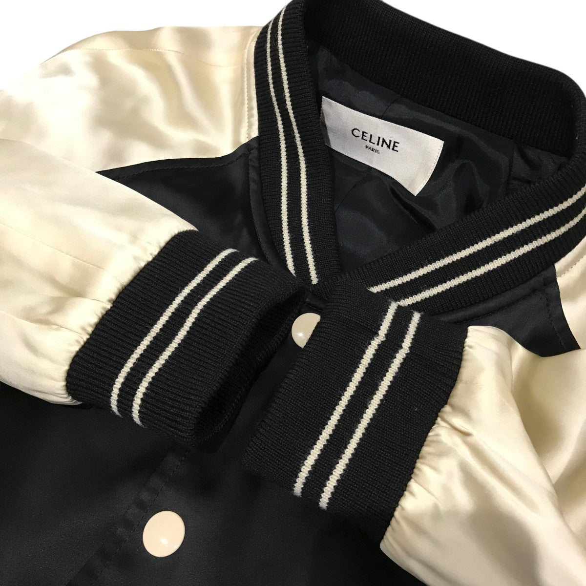 22SS CELINE 袖レザー スタジャン バックロゴ ブルゾン 48 119903.jpg