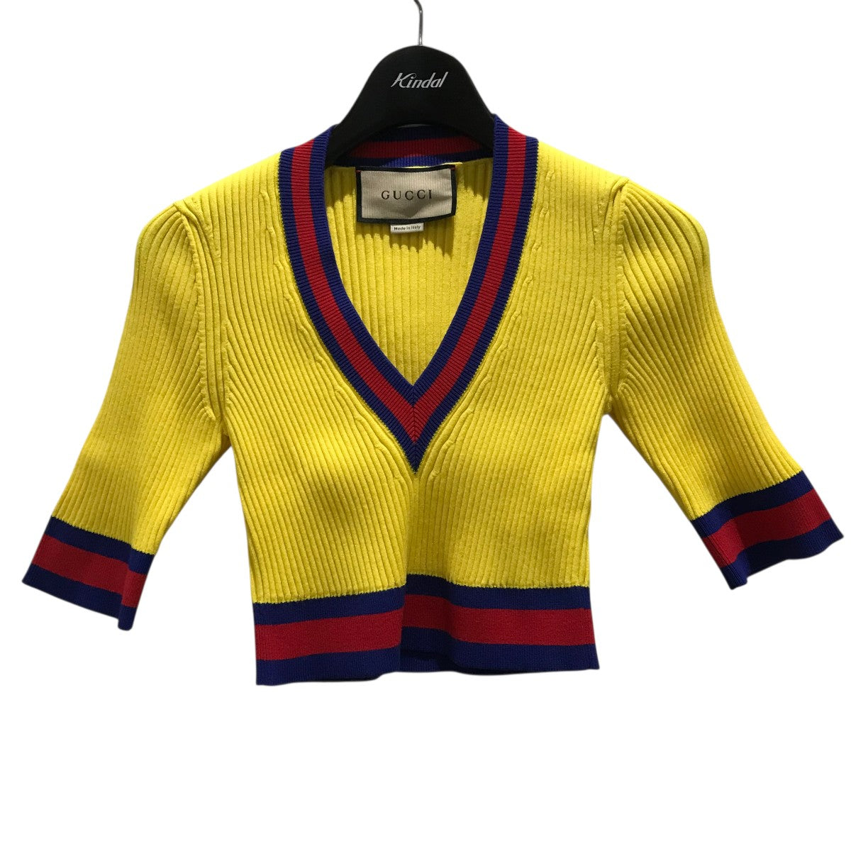 GUCCI グッチ　キッズ　ニットガウン　5 美品 GUCCI(グッチ) ショート丈ニット756271 756271 イエロー サイズ