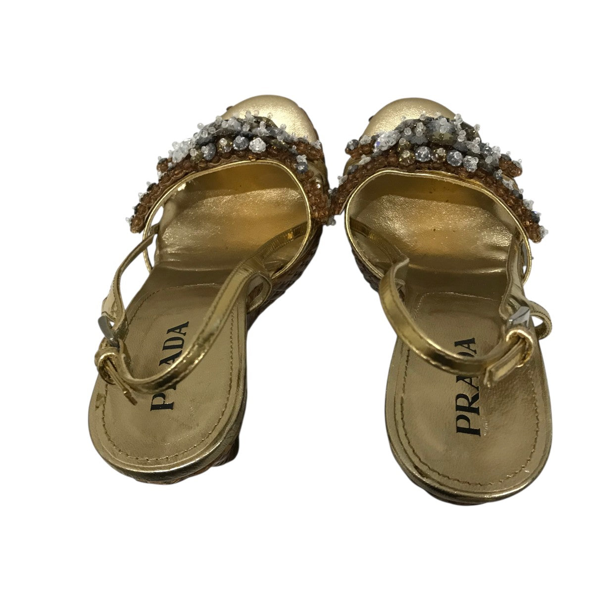 PRADA(プラダ) ビジューパンプス ゴールド サイズ 35 1/2｜【公式  