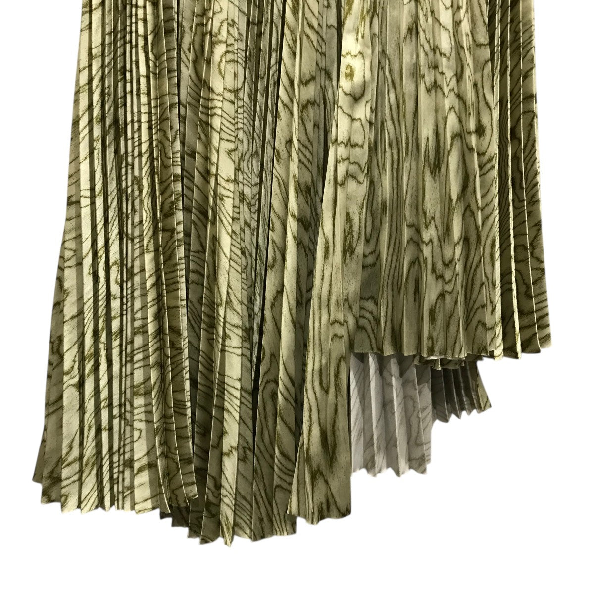 08 sircus / 25SS/MOIRE SATIN ASYMMETRY PLEATED SKIRT/1/ポリエステル/GRN/総柄 08sircus(ゼロエイトサーカス) 25SSプリーツスカートS25SS-SK03