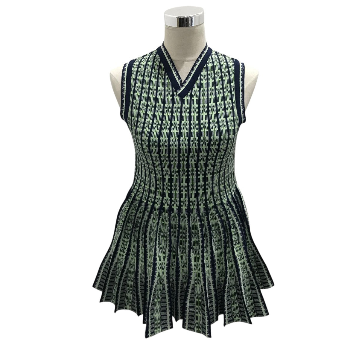 mame kurogouchi 25SS【Lantern Knitted Volume Top】ジャガードワンピースMM25SS-KN037 古着・中古-1枚目のアイテム画像