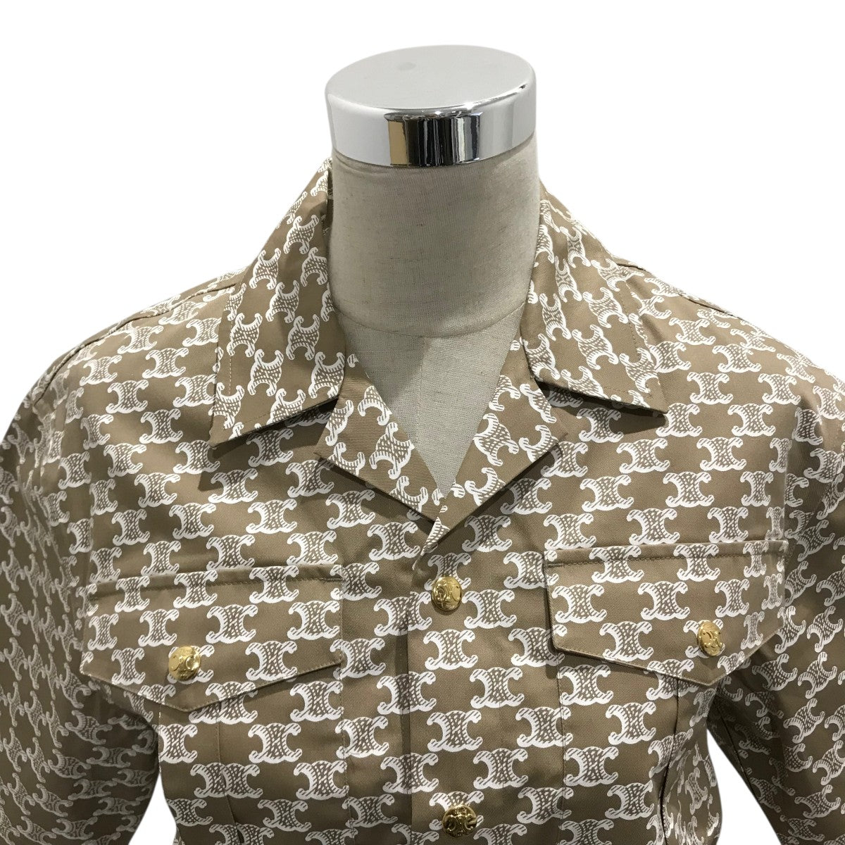 【krdsk】セリーヌトリオンフ刺繍入り クロップドシャツ 楽天市場】CELINE セリーヌ Triomphe Cropped Shirts クロップド