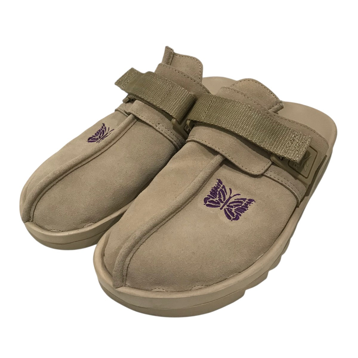 Needles ニードルズ バタフライ刺繍 ベルベットミュール 38 Needles(ニードルス) バタフライ刺繍スエードミュールMB32796