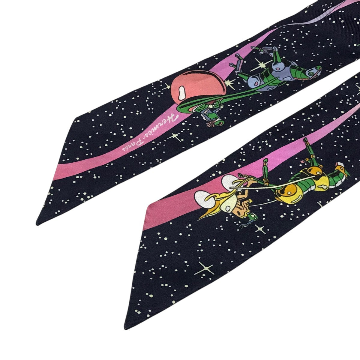 HERMES(エルメス) 【スペースダービー】シルクスカーフ ネイビー