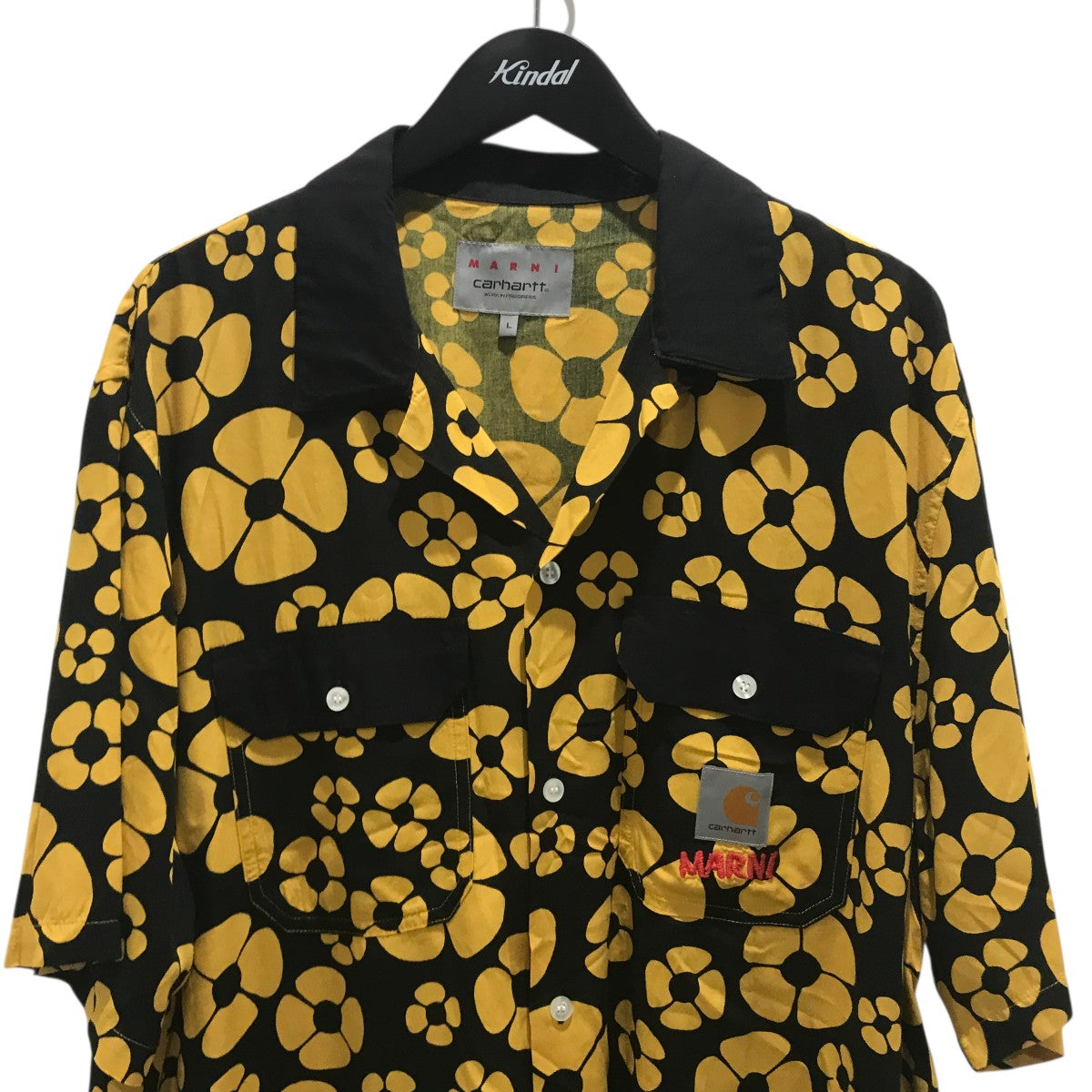 MARNI×Carhartt ボタン パネル オーバーシャツ S 新品】MARNI×Carhartt ボタン パネル オーバーシャツ S