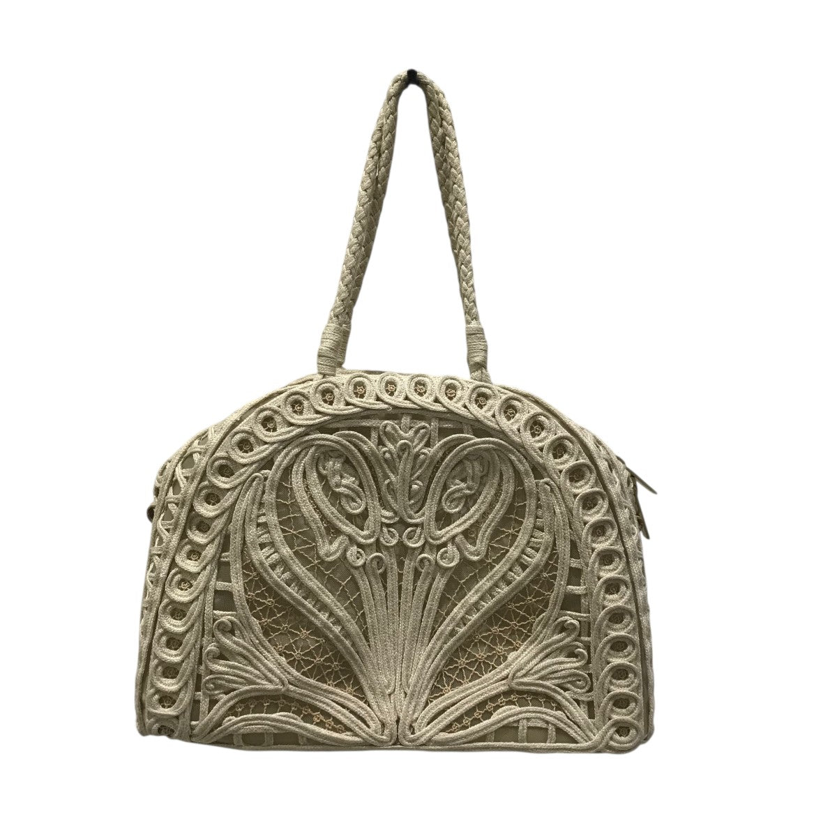 mame kurogouchi(マメクロゴウチ) コード刺繍半月型ハンドバッグ