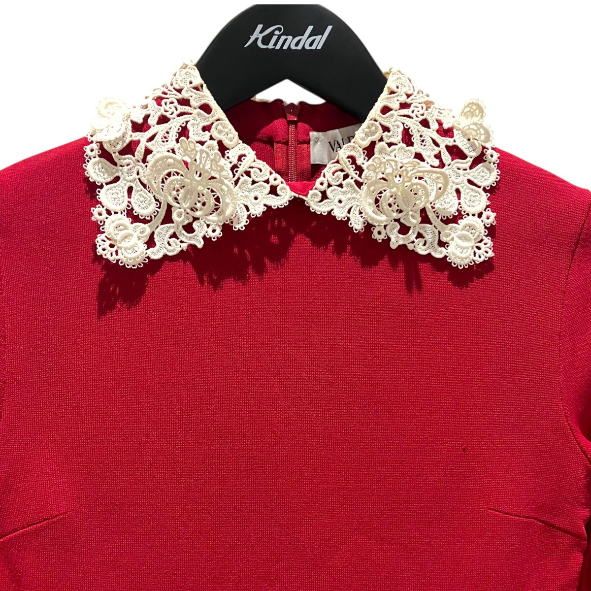 VALENTINO(ヴァレンチノ) 襟レースワンピース レッド サイズ XS