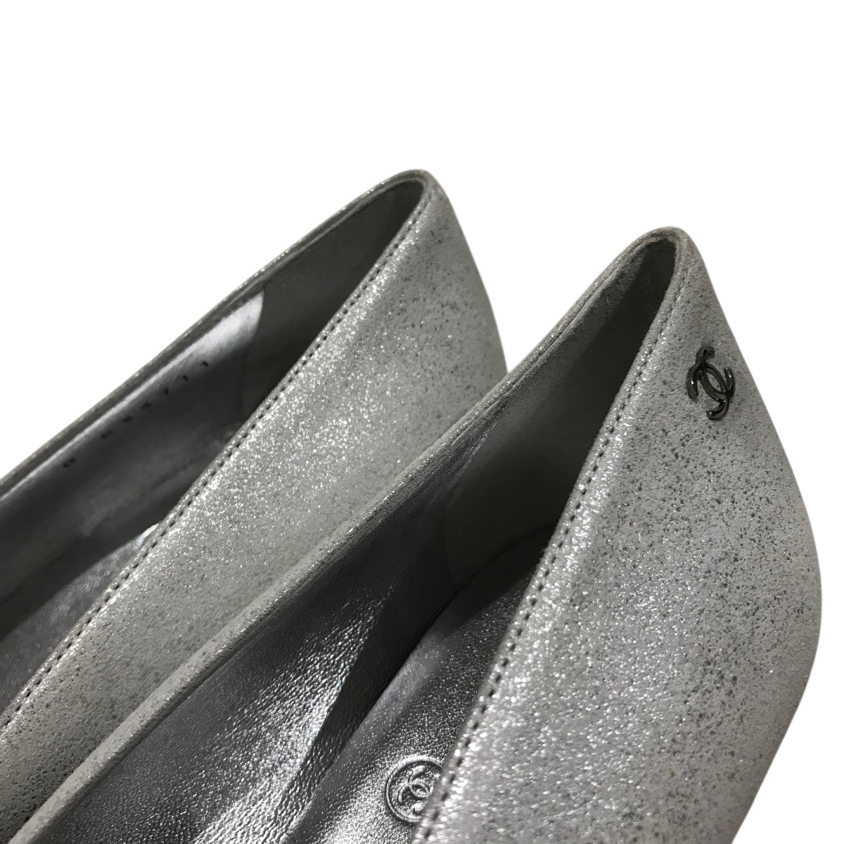 CHANEL(シャネル) ヒールパンプス グレー×ブラック サイズ 37 2