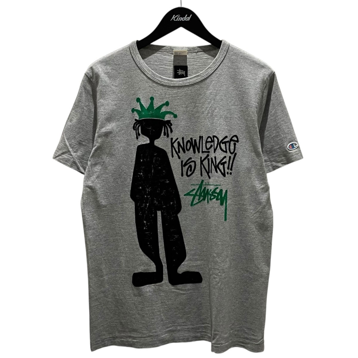 stussy×Champion 80’sシャドーマンフロッキープリントTサyツC8-D335 古着・中古-1枚目のアイテム画像