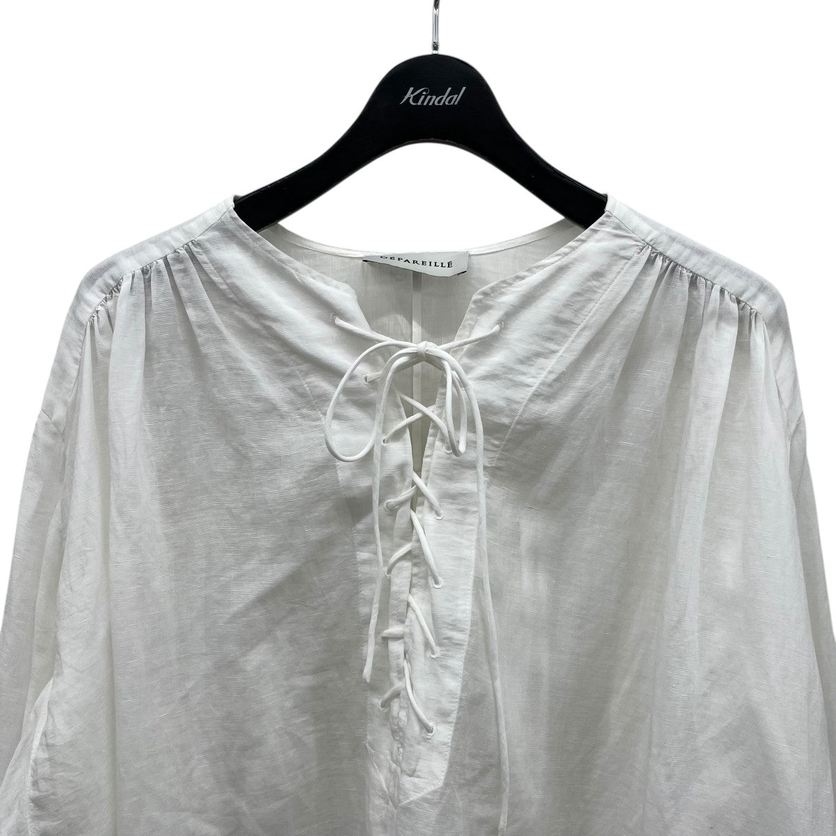 DEPAREILLE LINEN LACE UP BLOUSE B1152AFB321 古着・中古-3枚目のアイテム画像