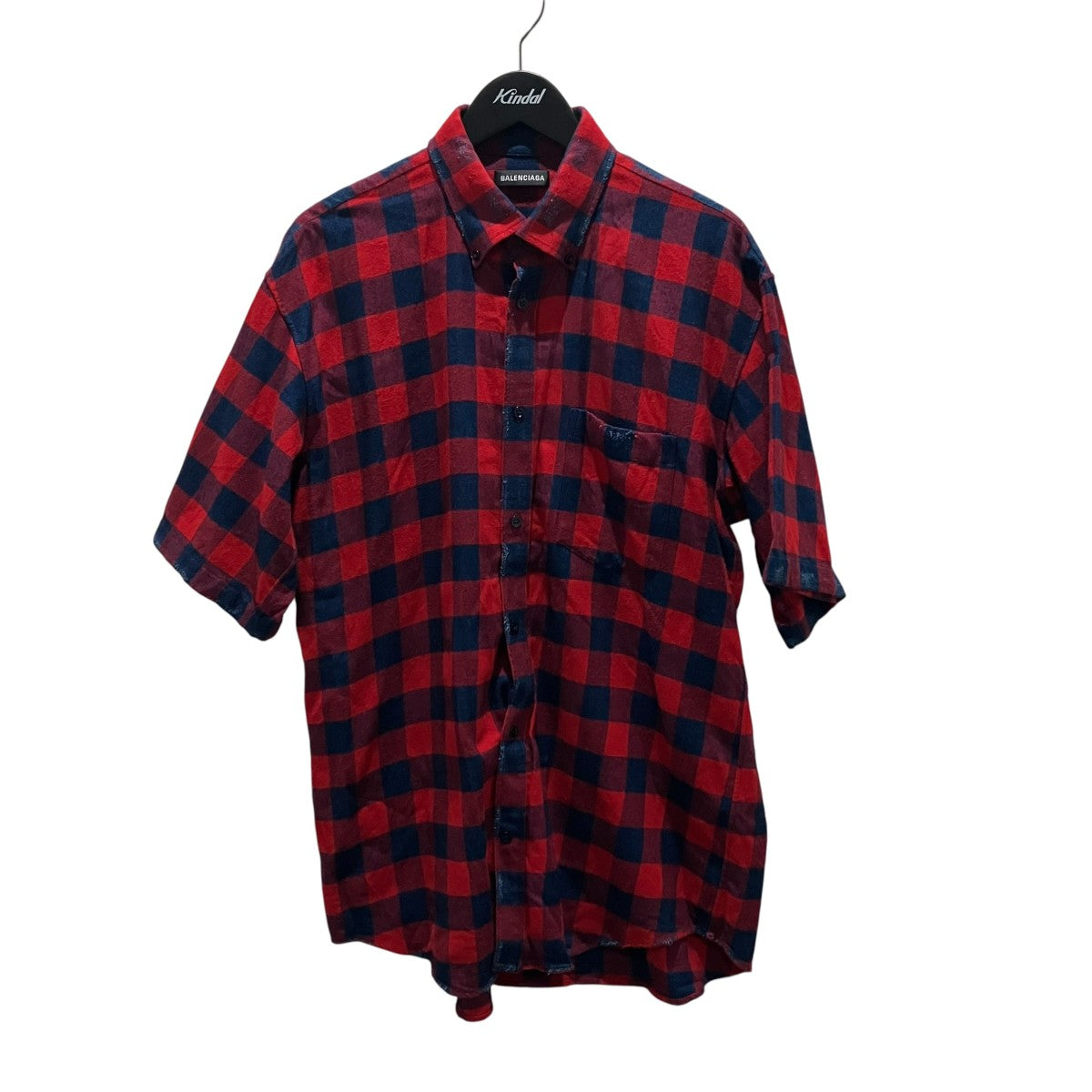 BALENCIAGA ダメージ加工チェック半袖シャツ560931 古着・中古-1枚目のアイテム画像