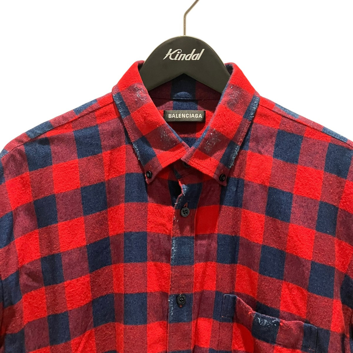 BALENCIAGA ダメージ加工チェック半袖シャツ560931 古着・中古-3枚目のアイテム画像