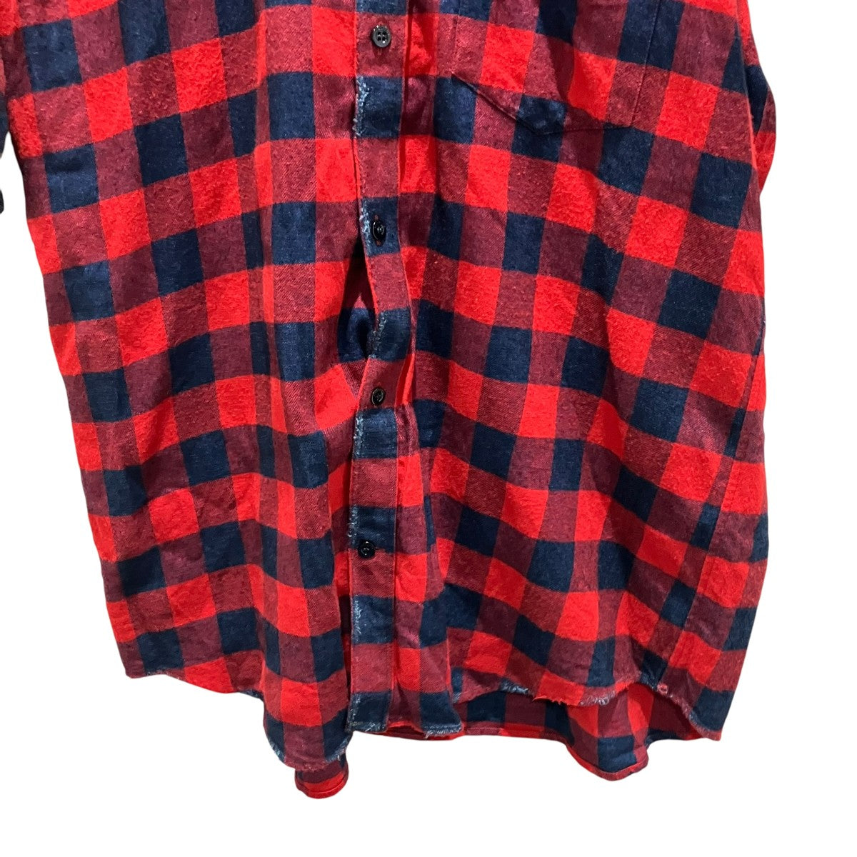 BALENCIAGA ダメージ加工チェック半袖シャツ560931 古着・中古-4枚目のアイテム画像