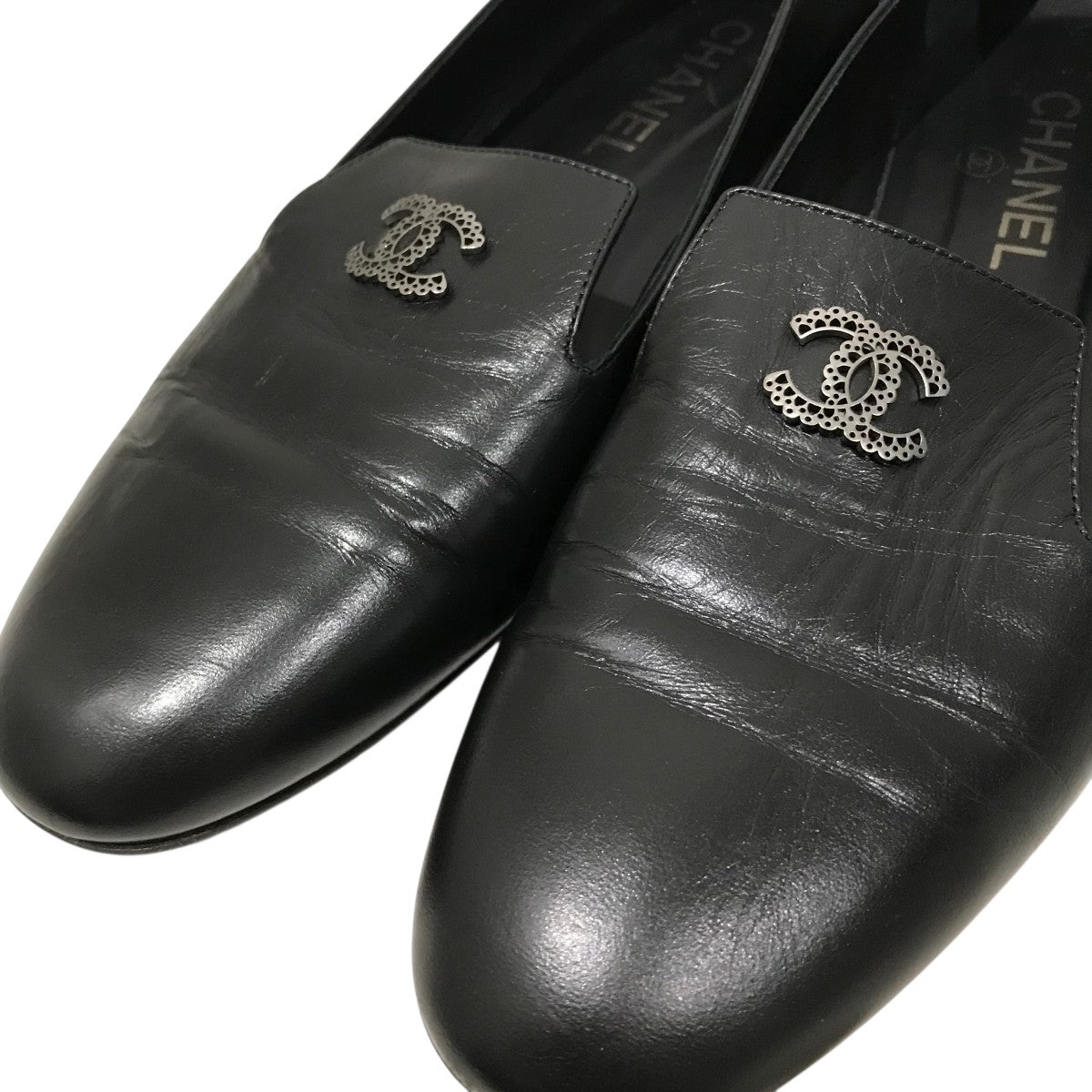 シャネル　オペラシューズ　ローファー　ココマーク　パール　エナメル 8468_0.jpg
