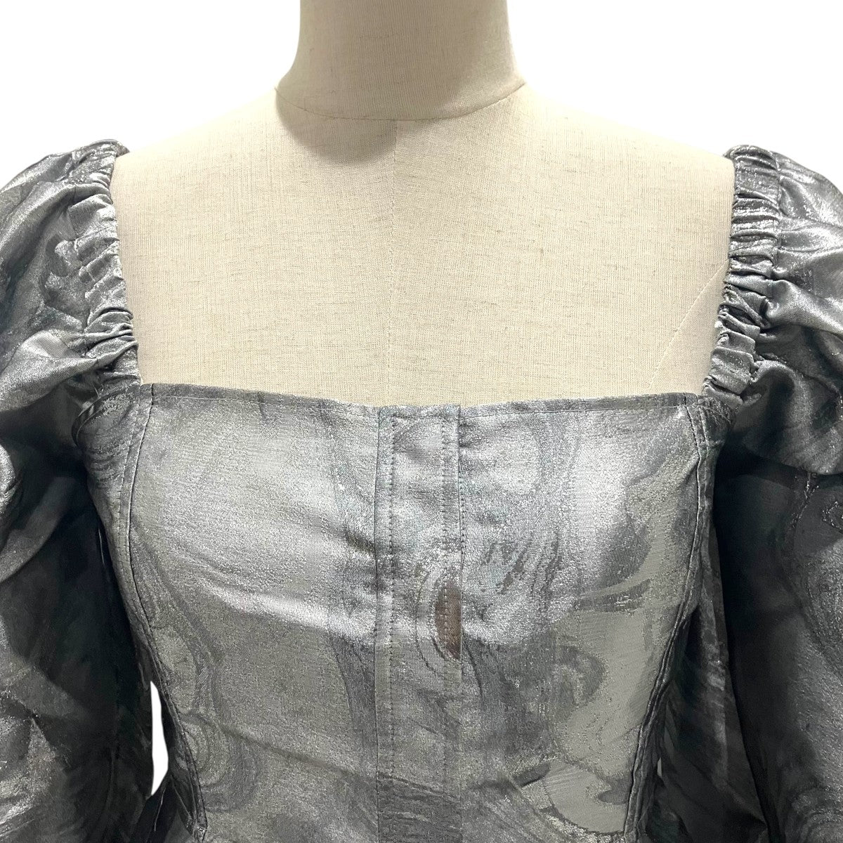 Ganni(ガニー) メタリックジャカードブラウス シルバー サイズ 36