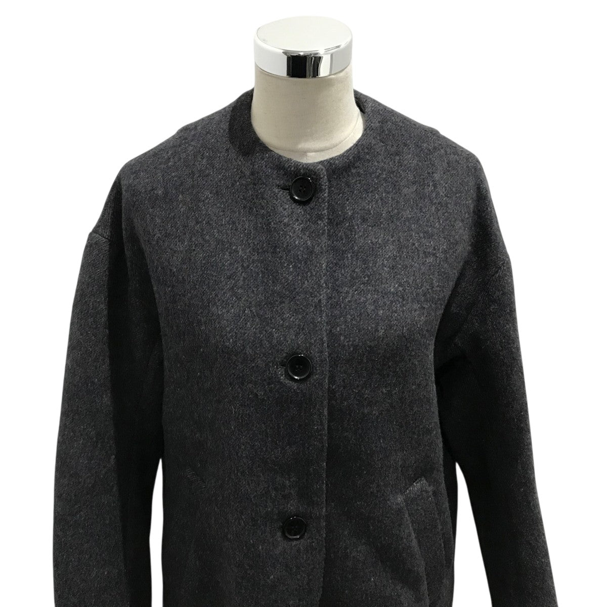 CLANE(クラネ) カラーレスウールコクーンコートノーカラーコート