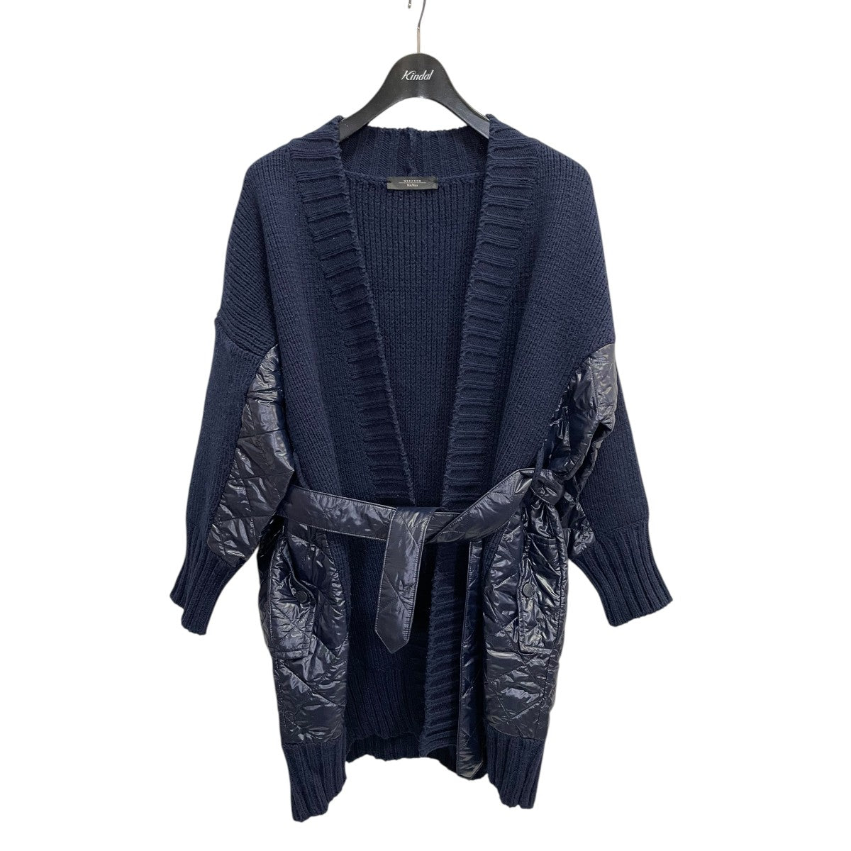 美品 Max Mara ビジュー ベルト とろみ ロングカーディガン 黒 M MAX MARA WEEK END LINE(マックスマーラウィークエンドライン