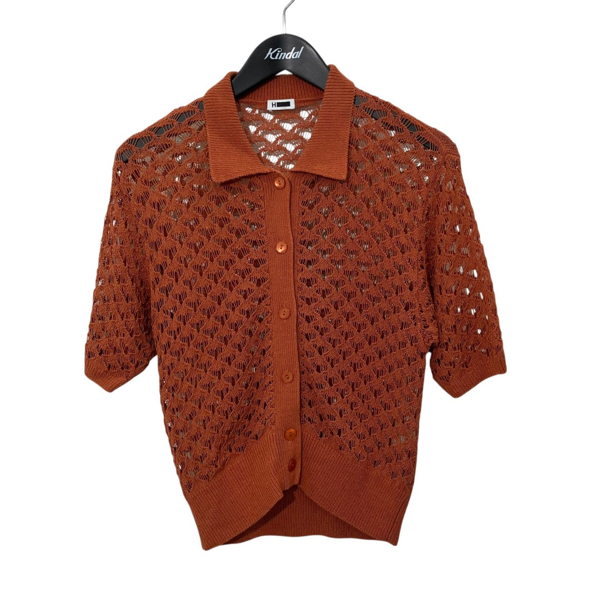 H BEAUTY＆YOUTH COTTON NYLON CORD COLLAER KNIT半袖ニットシャツ1628-199-0953 古着・中古-1枚目のアイテム画像