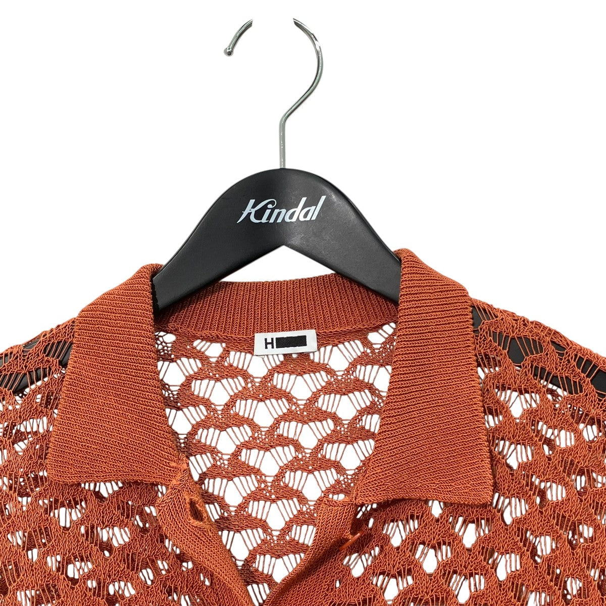 H BEAUTY＆YOUTH COTTON NYLON CORD COLLAER KNIT半袖ニットシャツ1628-199-0953 古着・中古-3枚目のアイテム画像