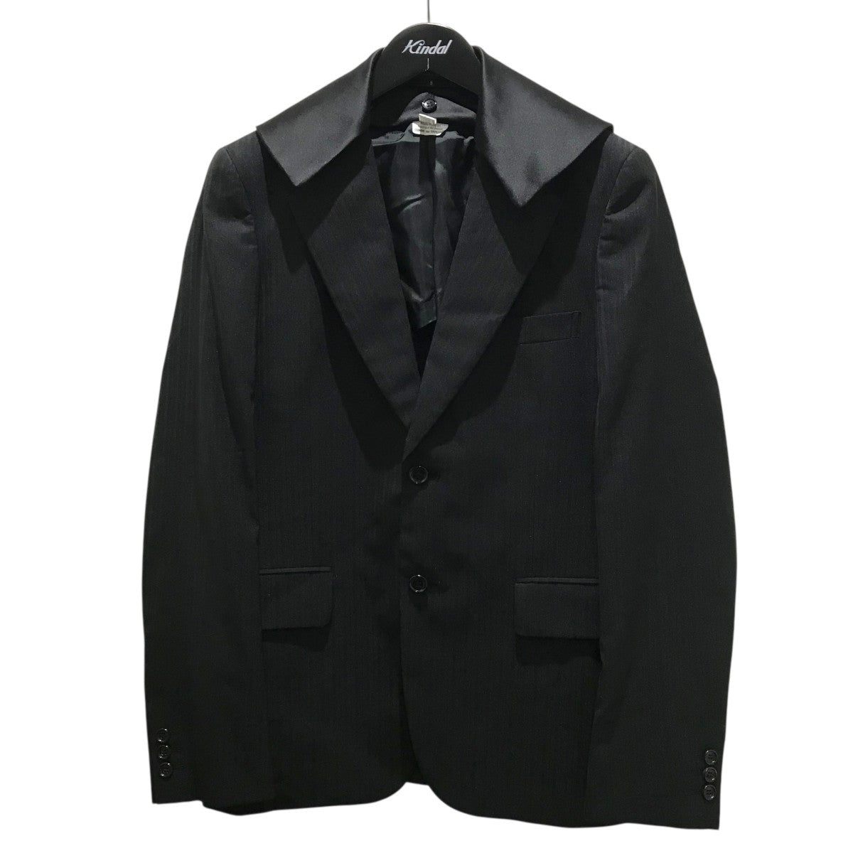22AW ブラック コムデギャルソン ウール 縮絨 ジャケット 黒 L BLACK COMME des GARCONS(ブラックコムデギャルソン) 22AW ストライプ