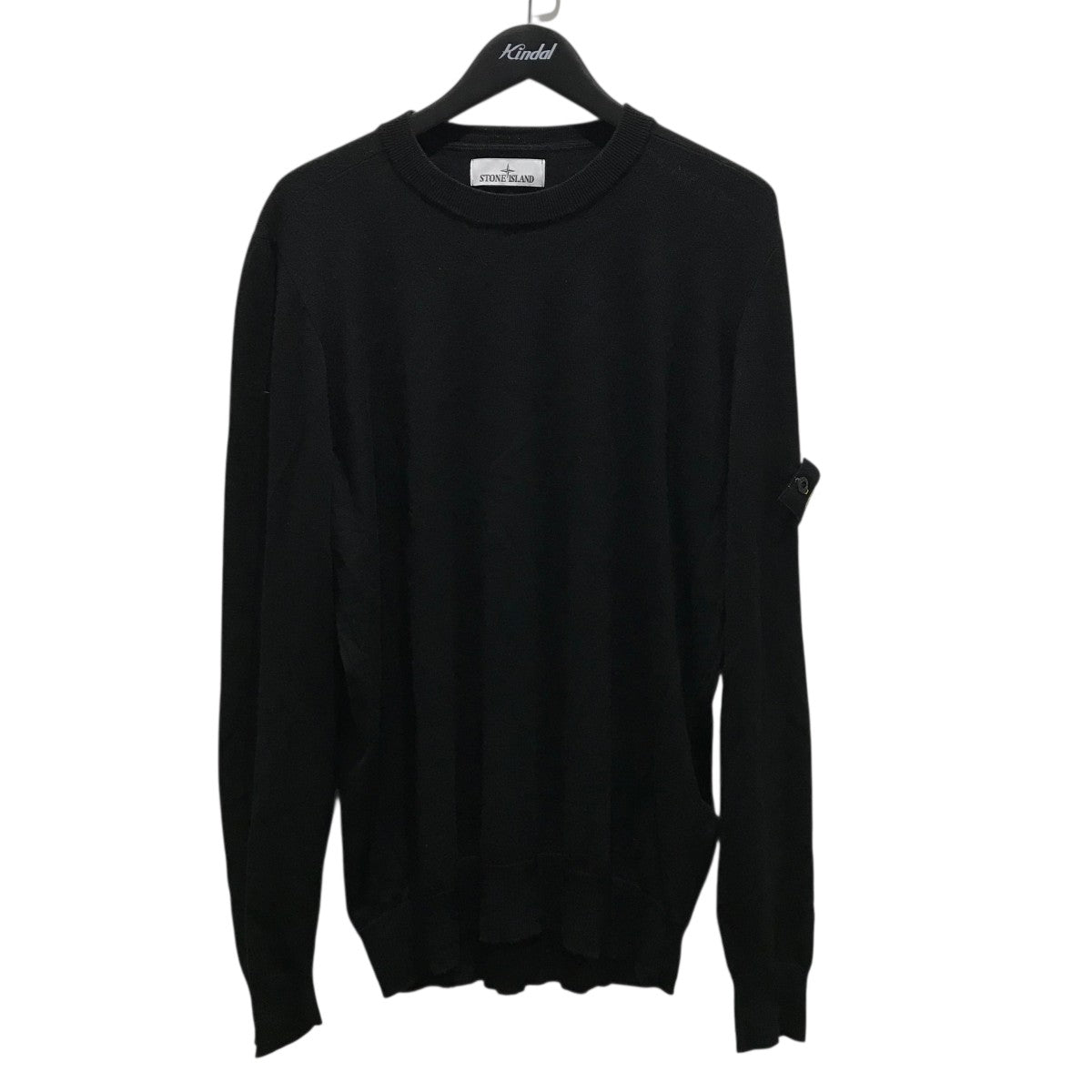 ストーンアイランド ニット クルーネック 袖ワッペン プルオーバー ブラック M STONE ISLAND ストーンアイランド クルーネックニット 504B0 ブラック