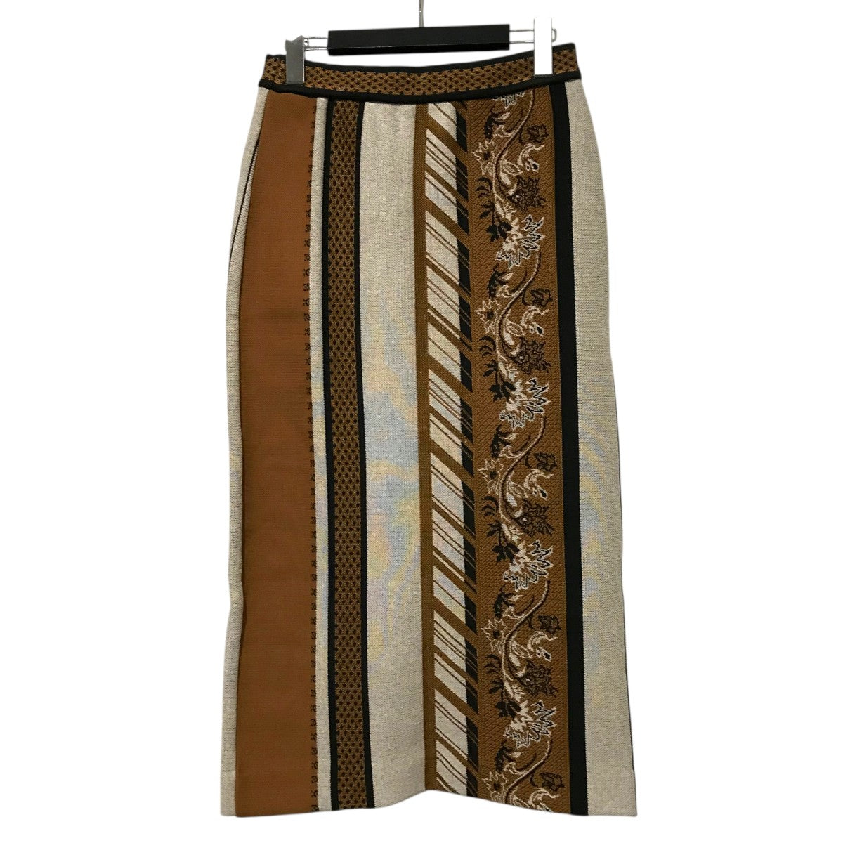 マメクロゴウチ　2022SS　マーブルジャガード　ニットスカート　総柄　コットン mame kurogouchi(マメクロゴウチ) 【ジャガードニットスカート】総柄