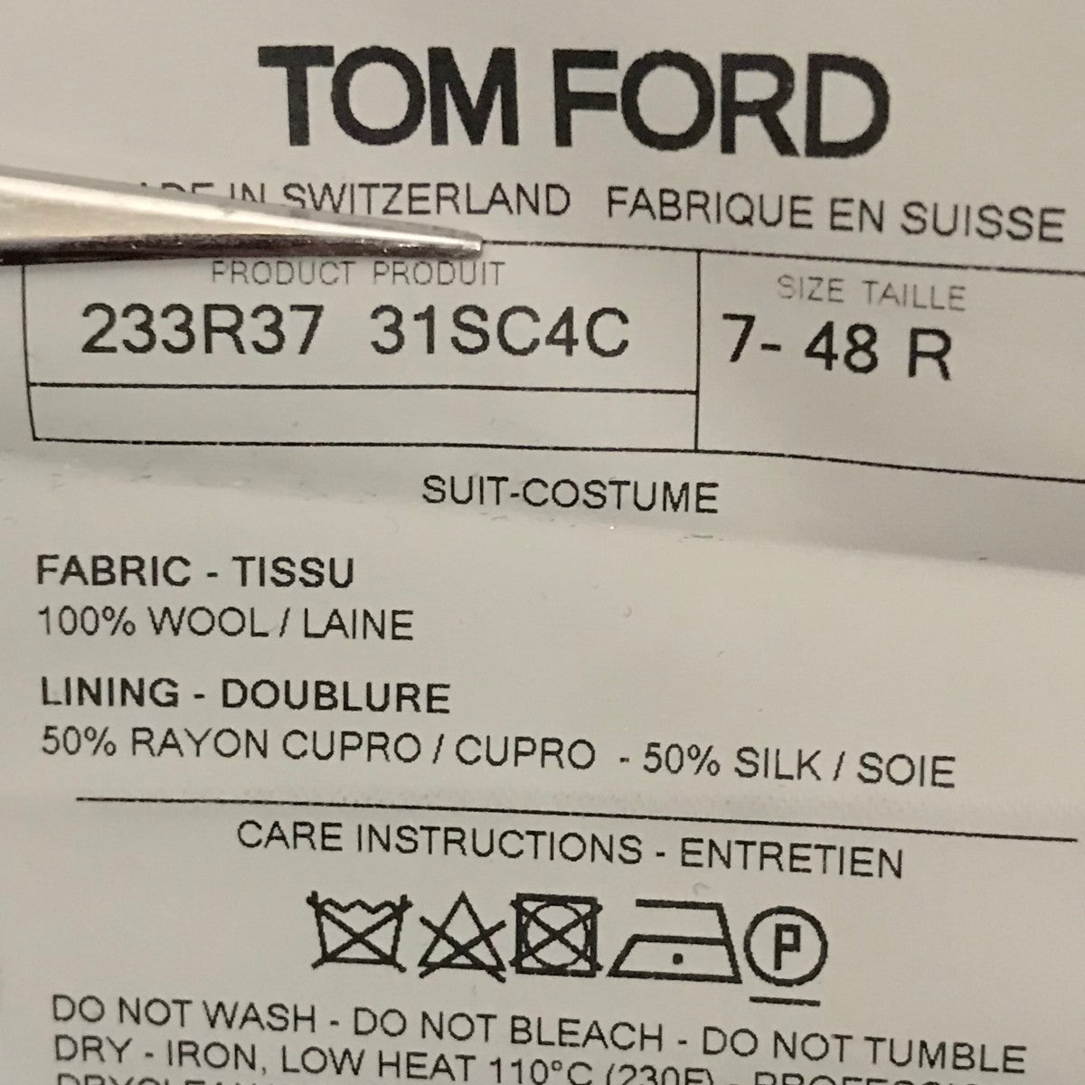 TOM FORD チェック3ピース31SC4C 古着・中古-10枚目のアイテム画像
