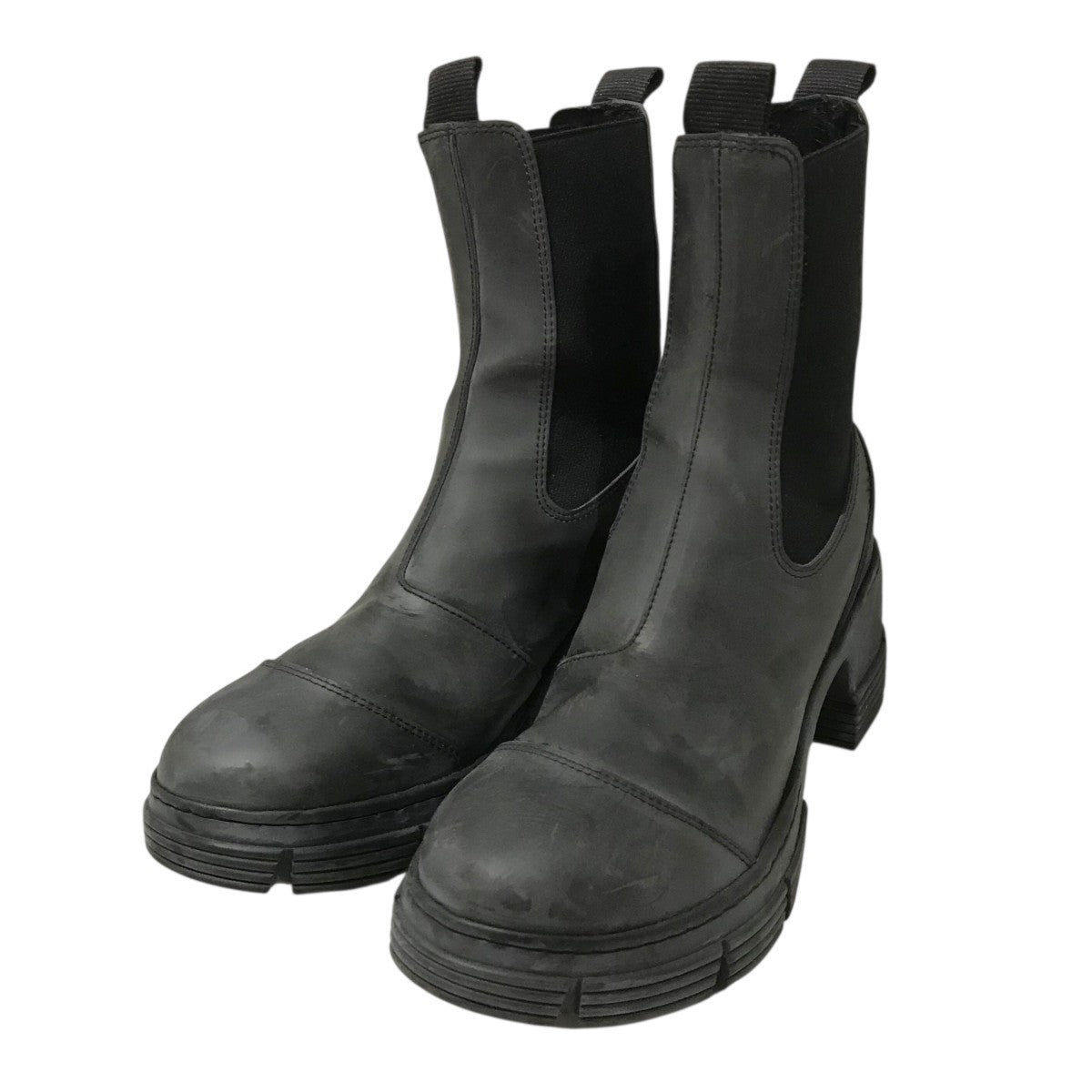 Ganni(ガニー) チャンキーソールフロントジップアップブーツ ブラック