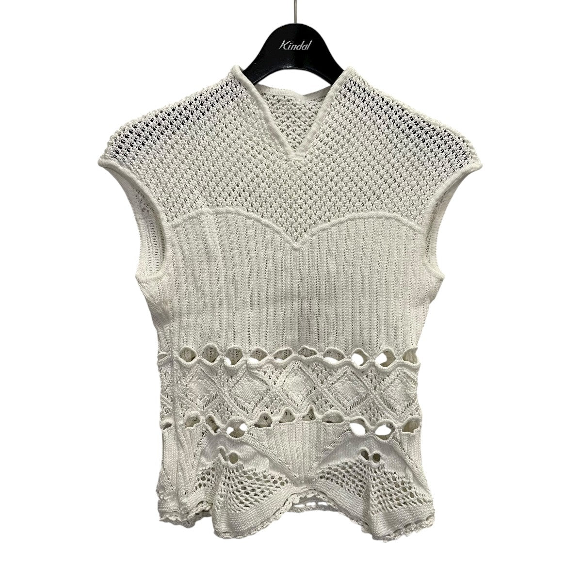mame kurogouchi Cotton Lace Sleeveless Knitted TopニットMM24SS-KN063 古着・中古-1枚目のアイテム画像