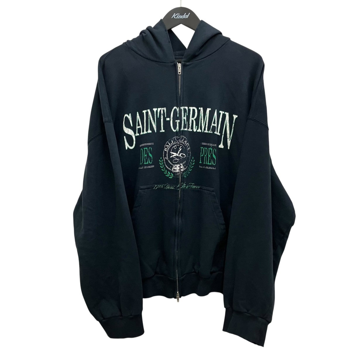BALENCIAGA SAINT GERMAIN デストロイ加工 フロントロゴ ジップアップスウェットパーカー803264 古着・中古-1枚目のアイテム画像