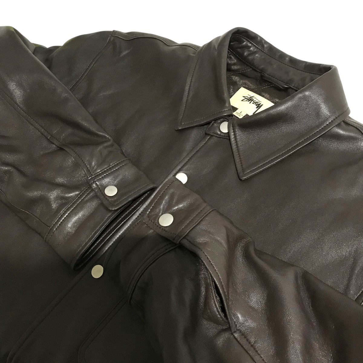 stussy(ステューシー) 【boxy leather overshirt espresso】レザー
