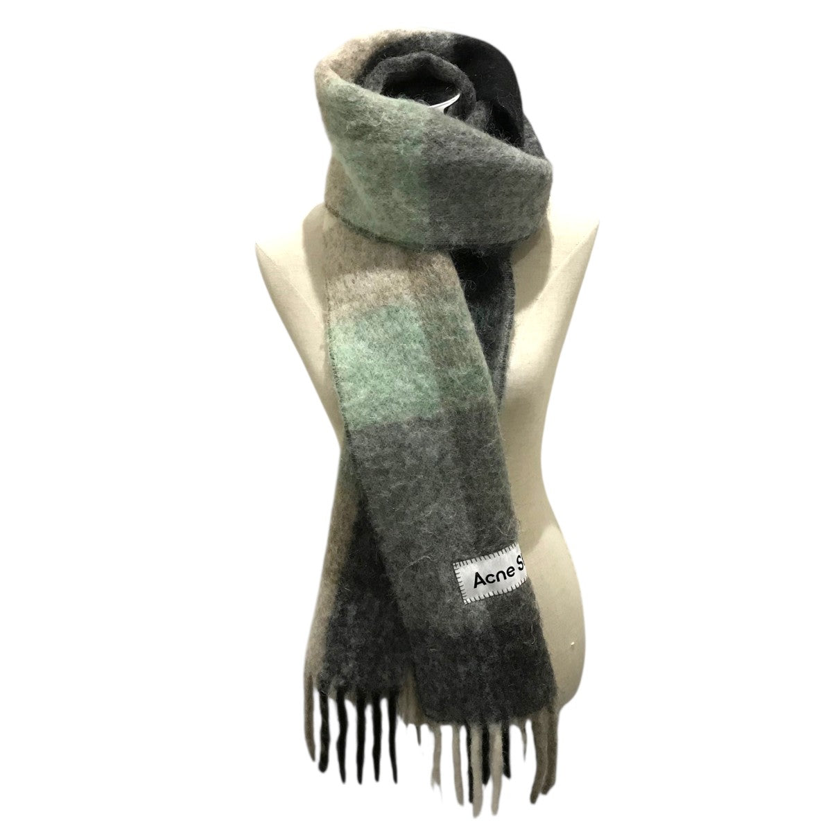 ACNE STUDIOS(アクネストゥディオズ) モヘヤチェックマフラー グリーン