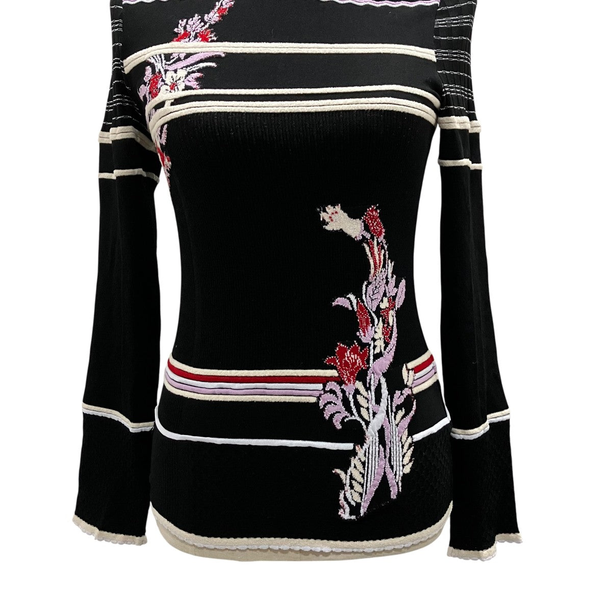 mame kurogouchi 【Floral Motif Intarsia Knitted High Neck Top】花柄ニットトップMM25FW-KN035 古着・中古-5枚目のアイテム画像