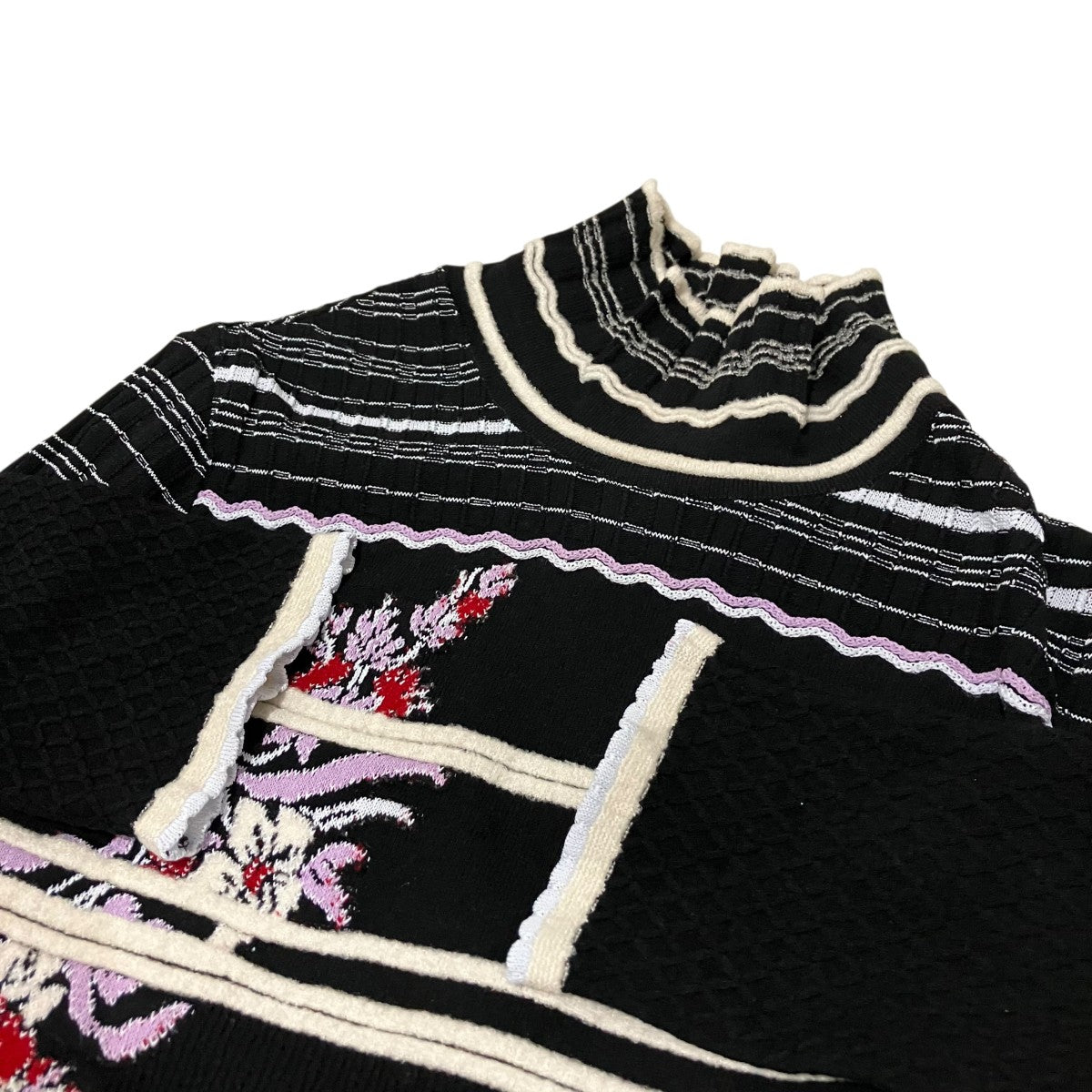 mame kurogouchi 【Floral Motif Intarsia Knitted High Neck Top】花柄ニットトップMM25FW-KN035 古着・中古-6枚目のアイテム画像