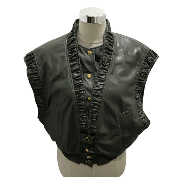 FUMIE=TANAKA(フミエタナカ) フェイクレザーギャザーベストF23A-16