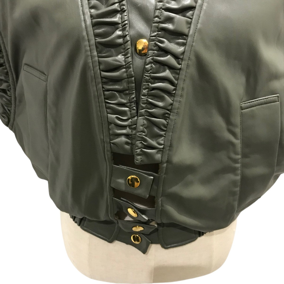 FUMIE=TANAKA(フミエタナカ) フェイクレザーギャザーベストF23A-16